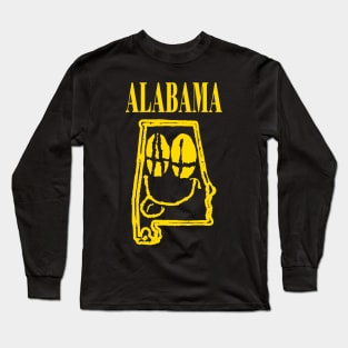 Alabama Grunge Smiling Face Black Background Long Sleeve T-Shirt